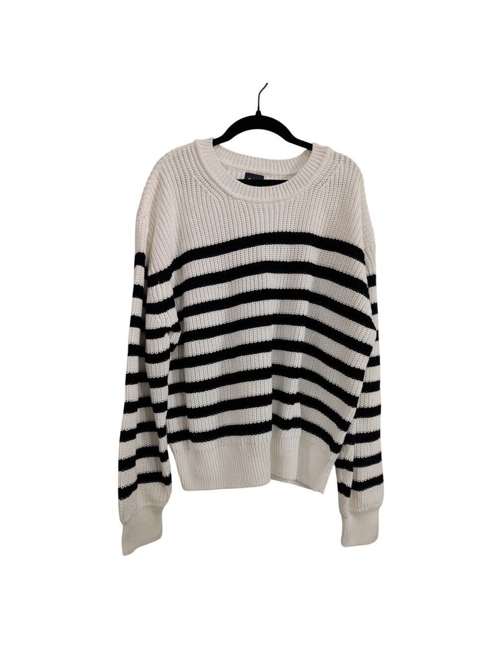Gap Women's Woven Crewneck Sweater Black White Size XL